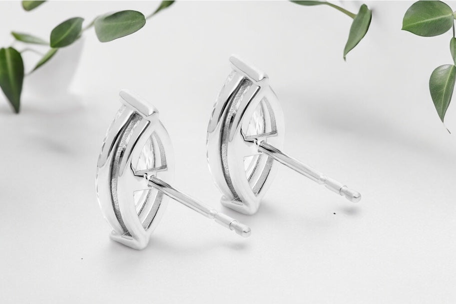 Marquise Cut Diamond Basket Set Stud Earrings