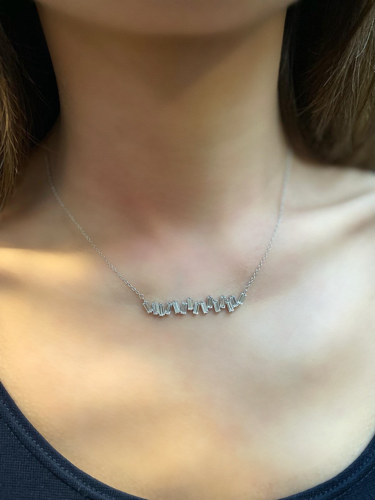 Emerald Cut Diamond Necklace