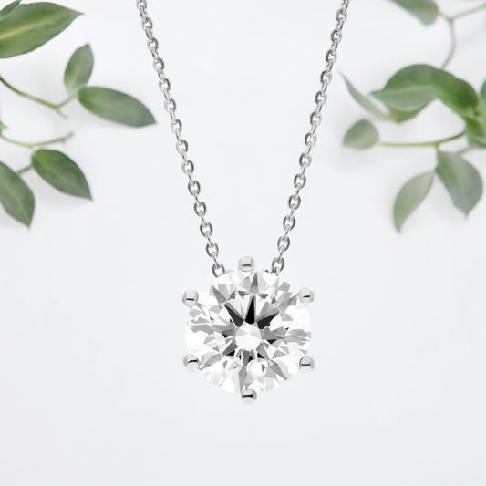 Round Brilliant Diamond 6-prongs Solitaire Pendant