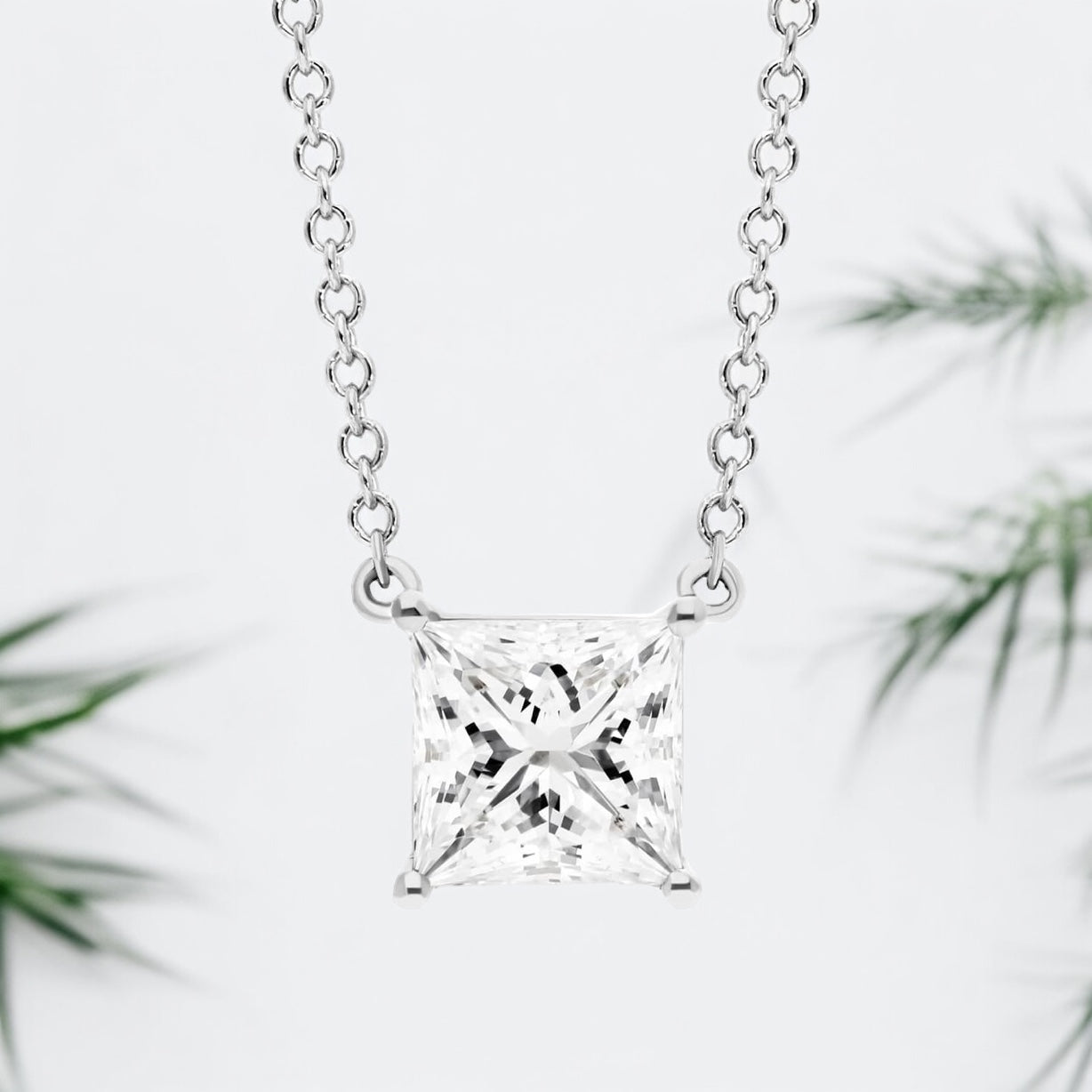 Princess Cut Diamond Solitaire Pendant