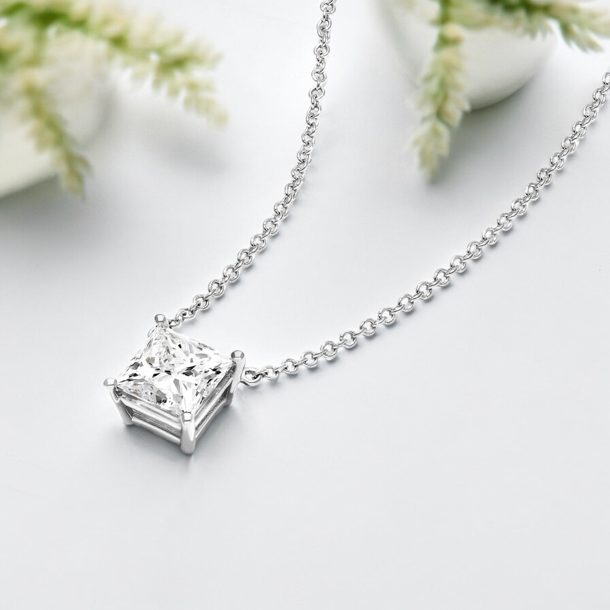 Princess Cut Diamond Solitaire Pendant