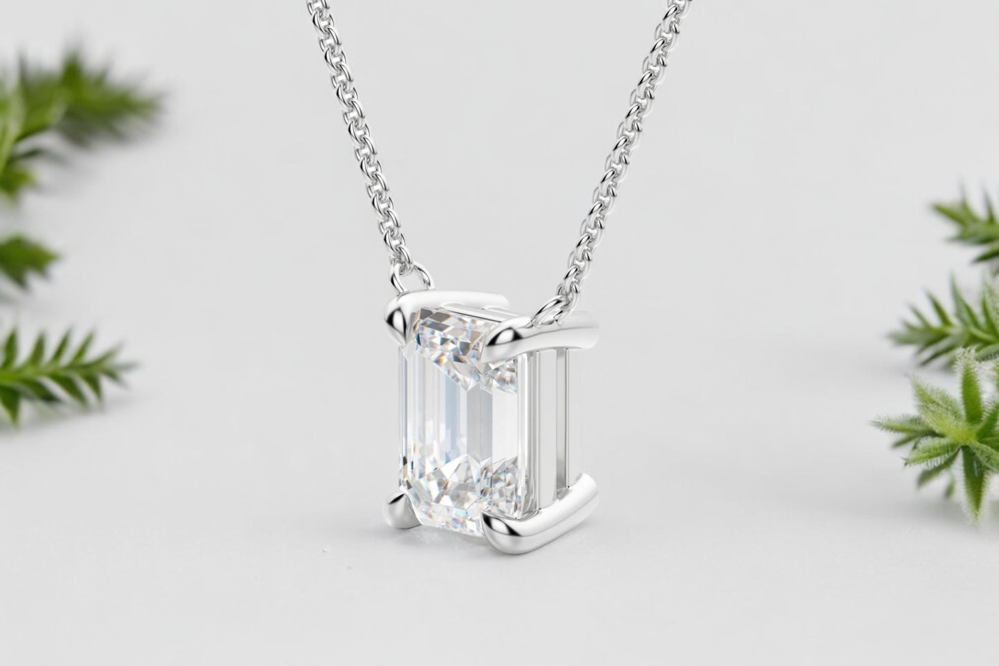 Emerald Cut Diamond Solitaire Pendant