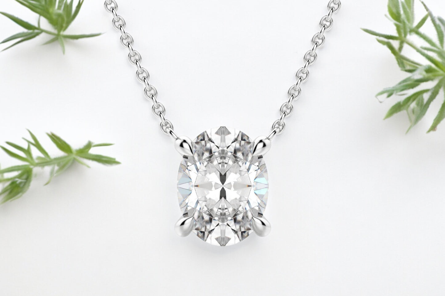 Oval Shape Diamond Solitaire Pendant