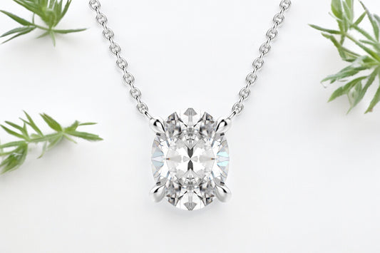 Oval Shape Diamond Solitaire Pendant