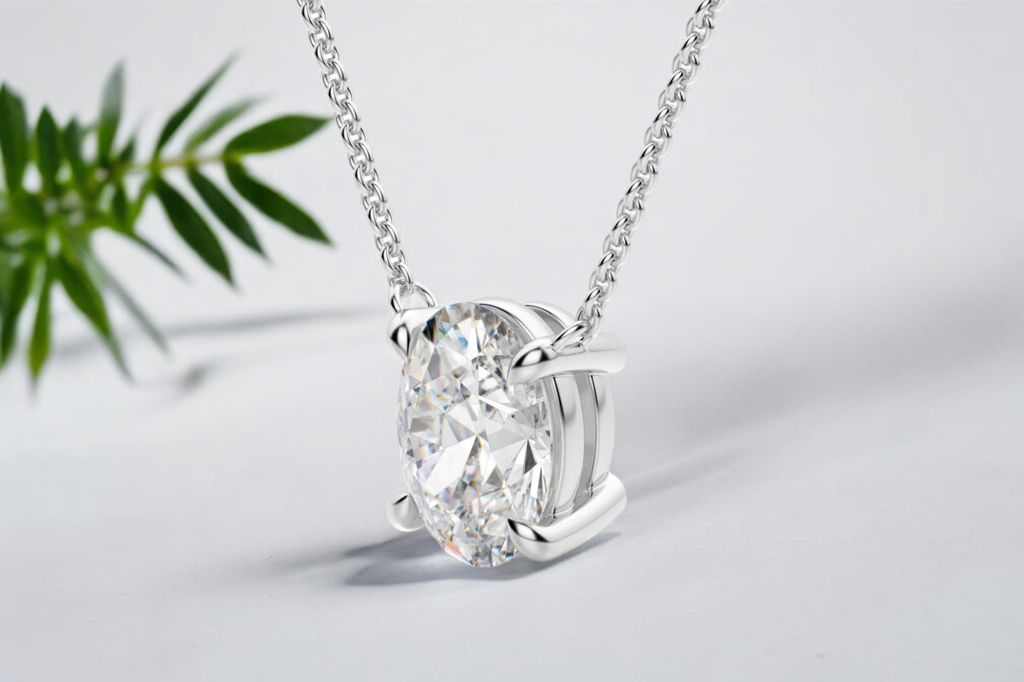 Oval Shape Diamond Solitaire Pendant