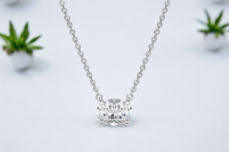 Oval Shape Diamond Solitaire Pendant