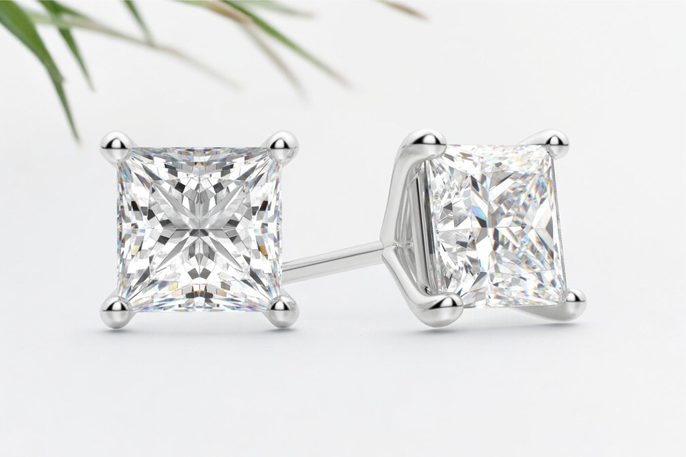 Princess Cut Diamond Martini Stud Earrings