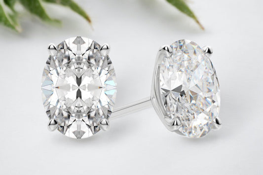 Oval Shape Diamond Martini Stud Earrings