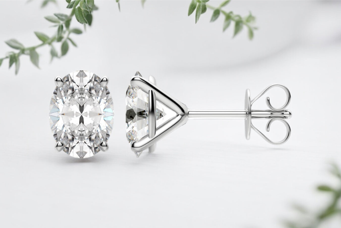 Oval Shape Diamond Martini Stud Earrings