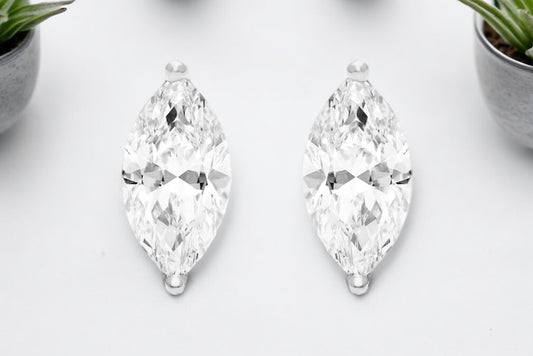 Marquise Cut Diamond Basket Set Stud Earrings