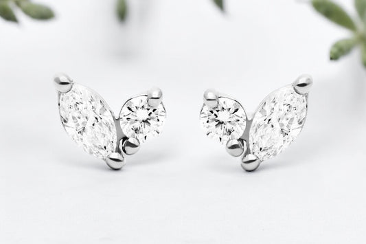 Blooming Leaves Diamond Stud Earrings