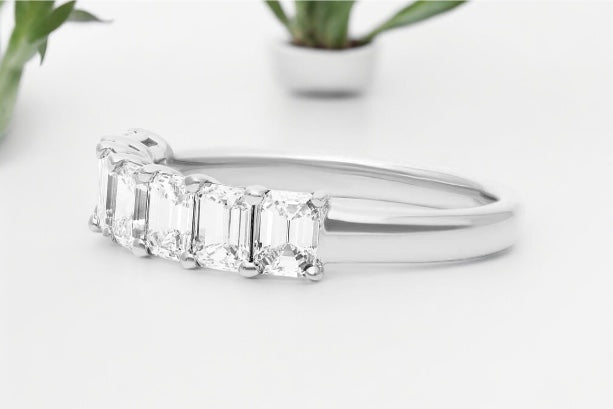 Emerald cut Diamond Anniversary Ring