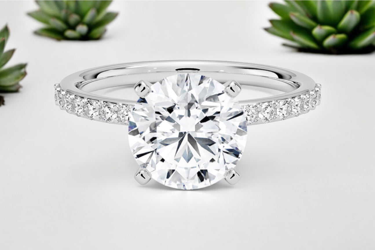 Round Brilliant Diamond Pave Engagement Ring