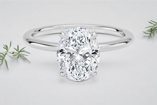 Oval Shape Diamond 4-prongs Solitaire Engagement Ring