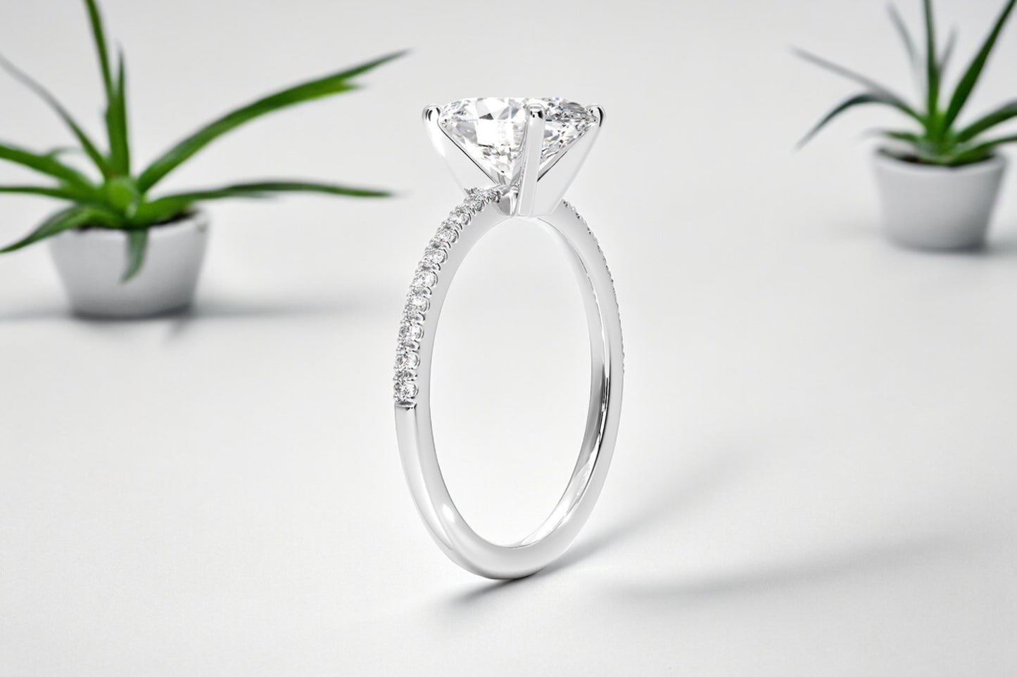 Oval Shape Diamond Pave Engagement Ring