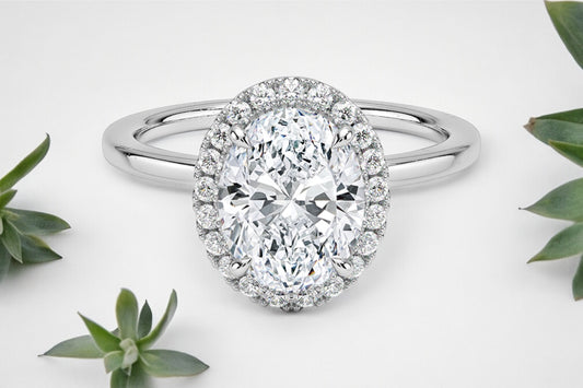 Oval Shape Diamond Halo Engagement Ring