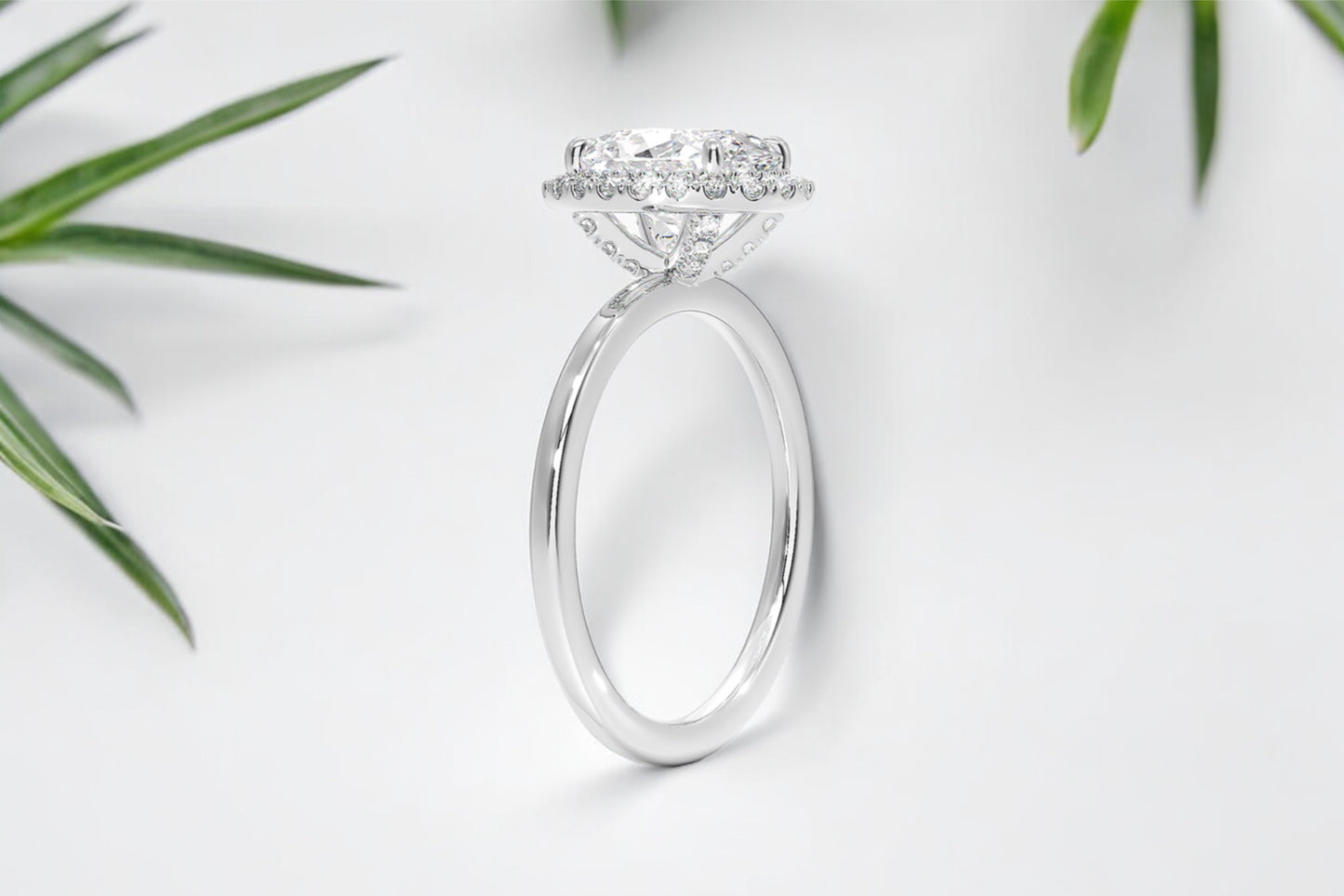 Oval Shape Diamond Halo Engagement Ring