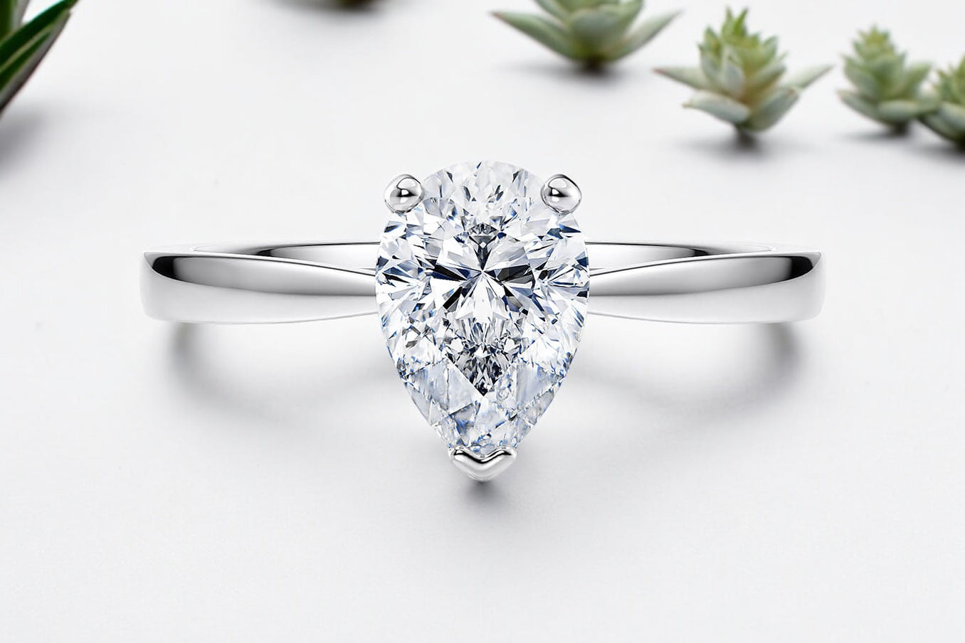 Pear Shape Diamond 3-prongs Solitaire Engagement Ring