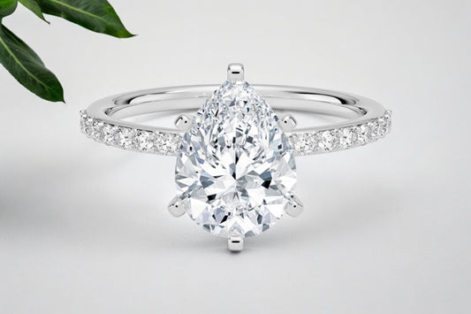 Pear Shape Diamond Pave Engagement Ring