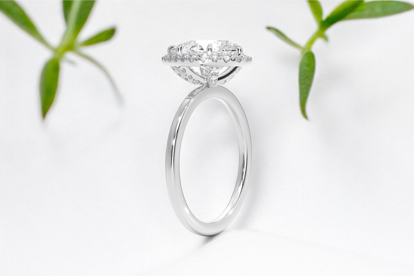 Pear Shape Diamond Halo Engagement Ring