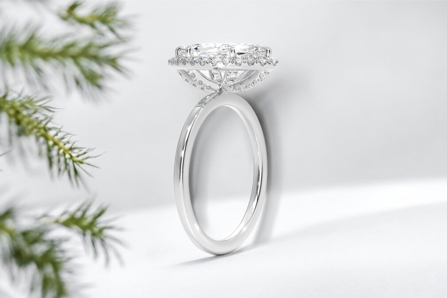 Marquise cut Diamond Halo Engagement Ring