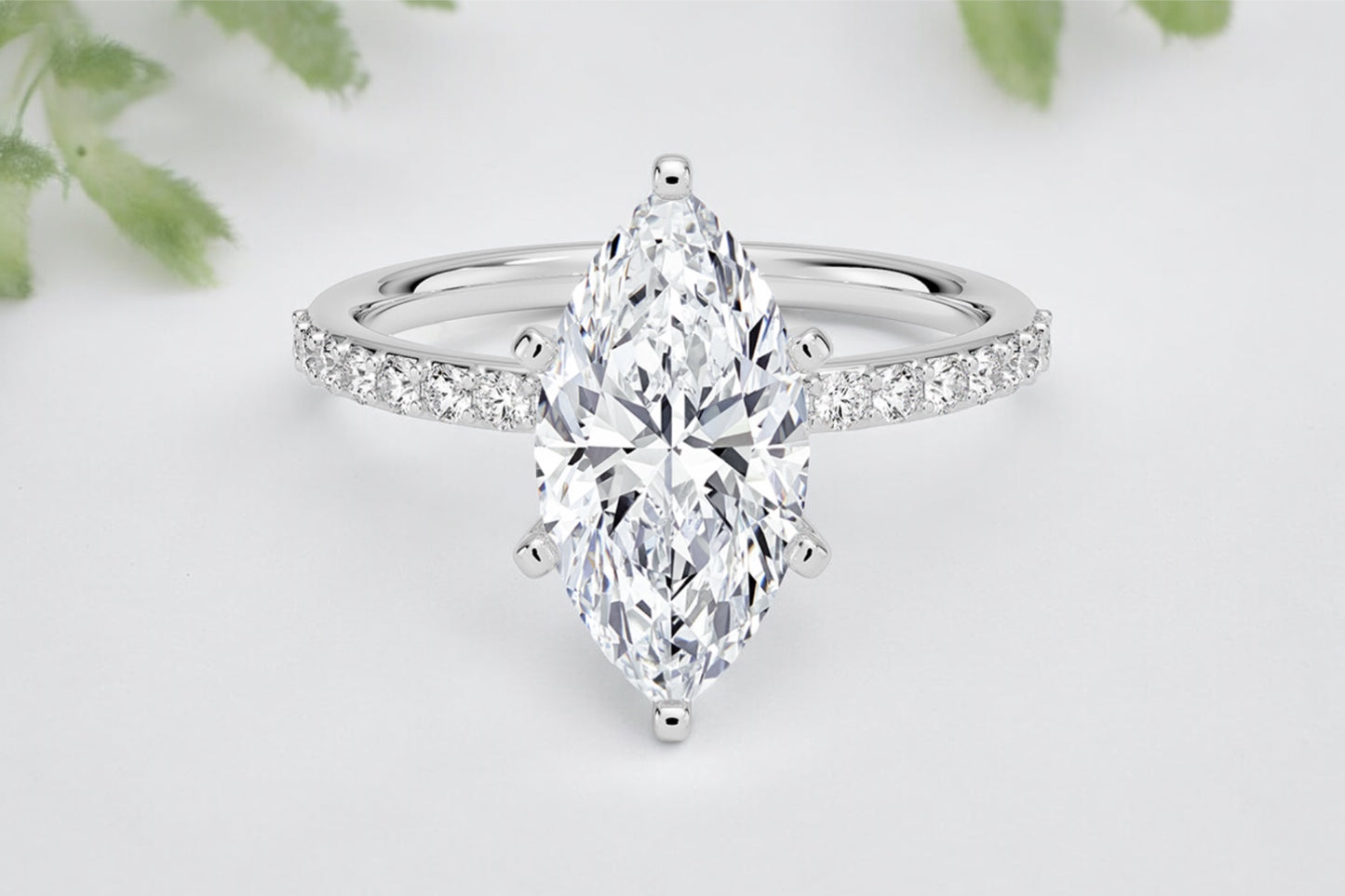 Marquise cut Diamond Pave Engagement Ring